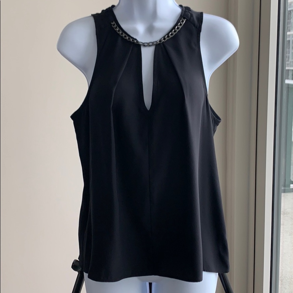 Parker sleeveless black silk top
